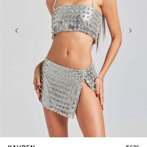 Retrofete Stunning Kauren Chainmail Embellished top (M) & Deandra skirt (S)